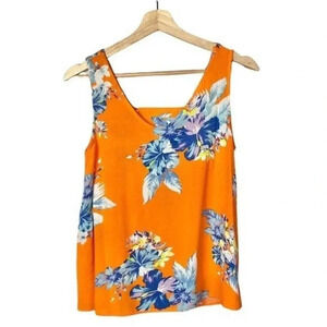 A.N.A Orange Multi Floral Sleeveless Tank Top S